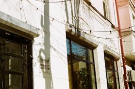 Commercial building exterior with energy efficiency signage