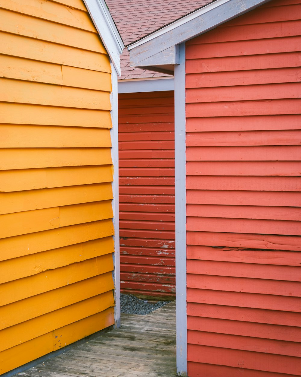 orange and white wooden wall