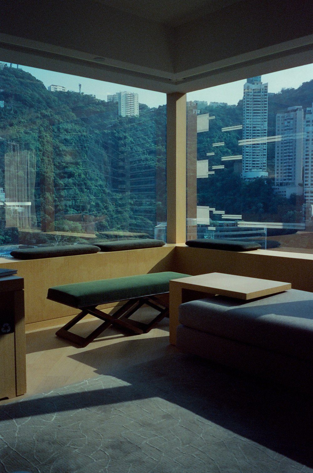 black and brown wooden table near window