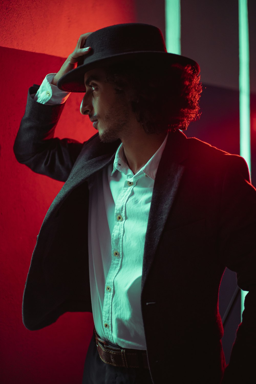 man in black blazer and white dress shirt