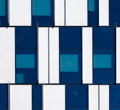 blue and white concrete building