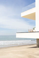 A modern architectural design of a beach villa.