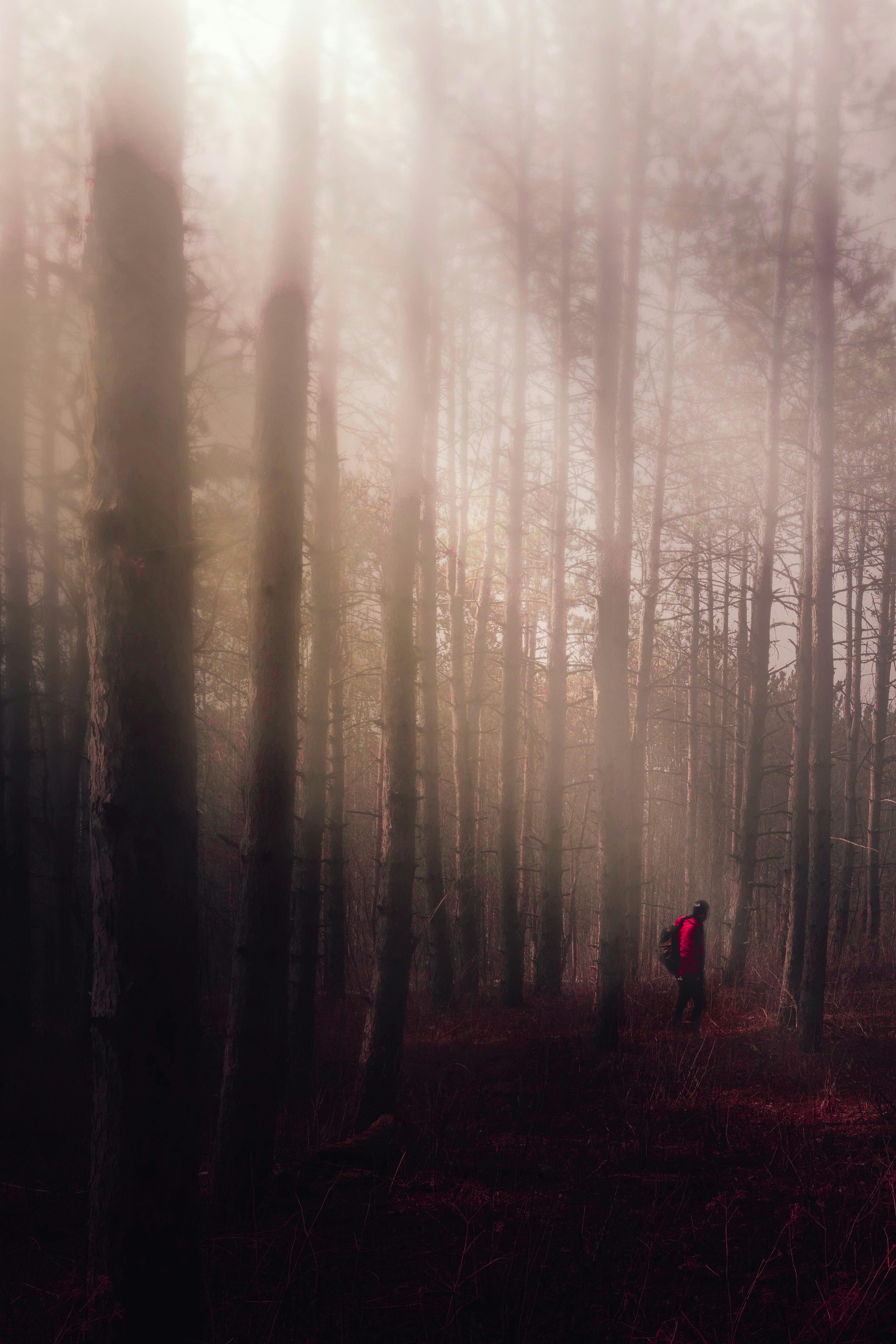 person in black jacket standing near white curtain
