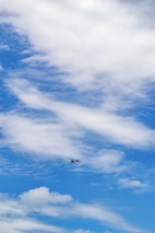 Single pilot navigating a small aircraft with a serene sky backdrop.