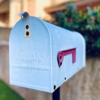 red and white mail box