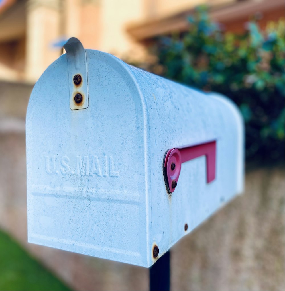 red and white mail box