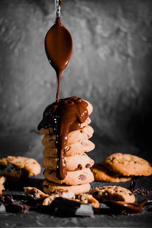 chocolate ice cream on brown cone