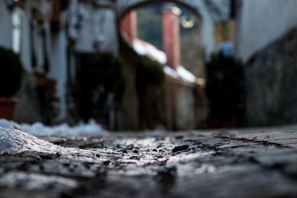 water on road in front of building