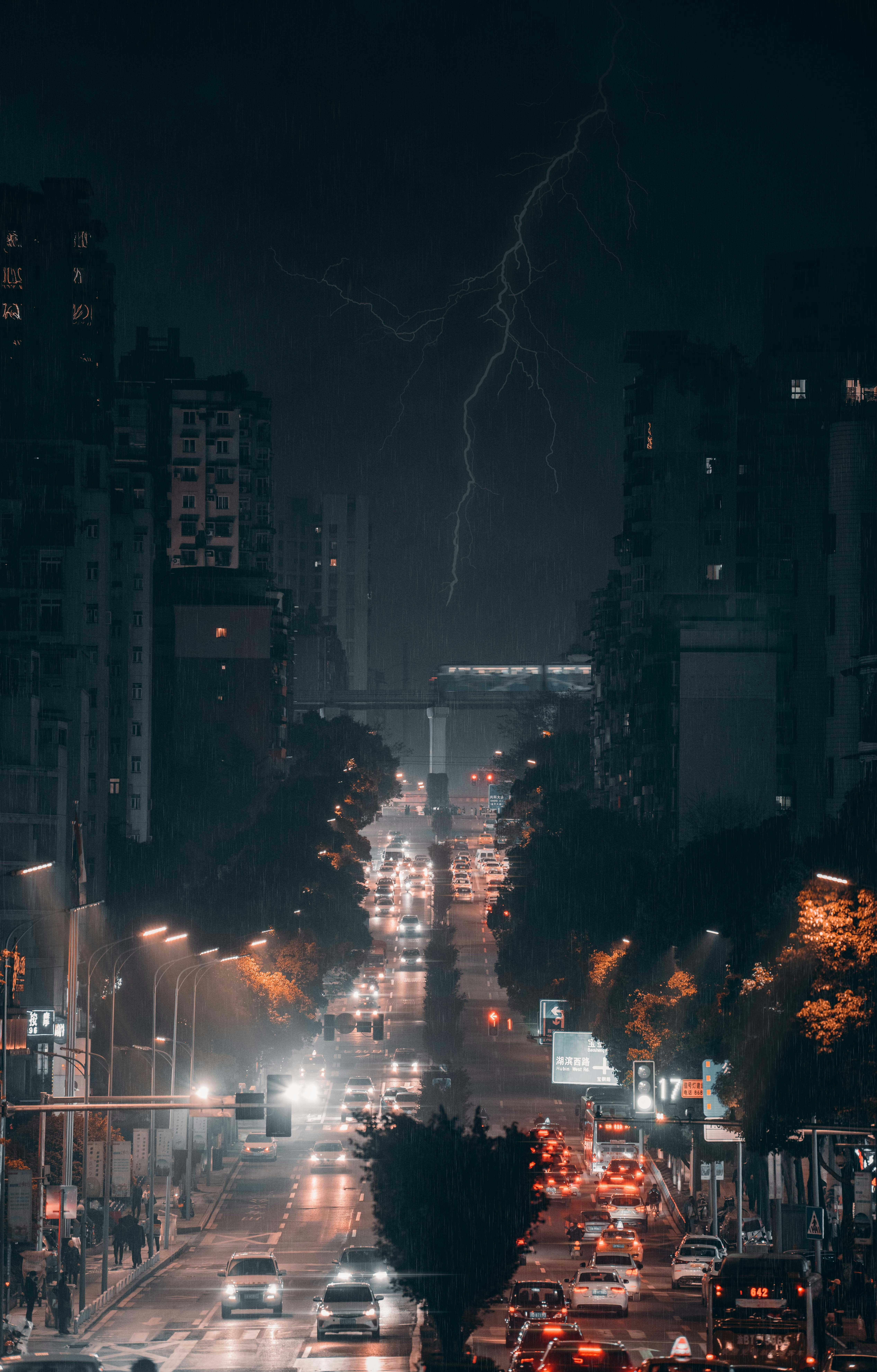 cars on road during night time