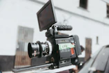 black video camera on table
