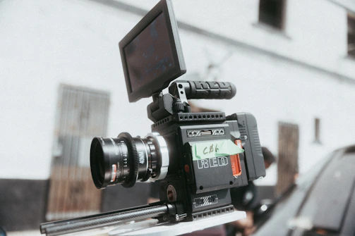 black video camera on table