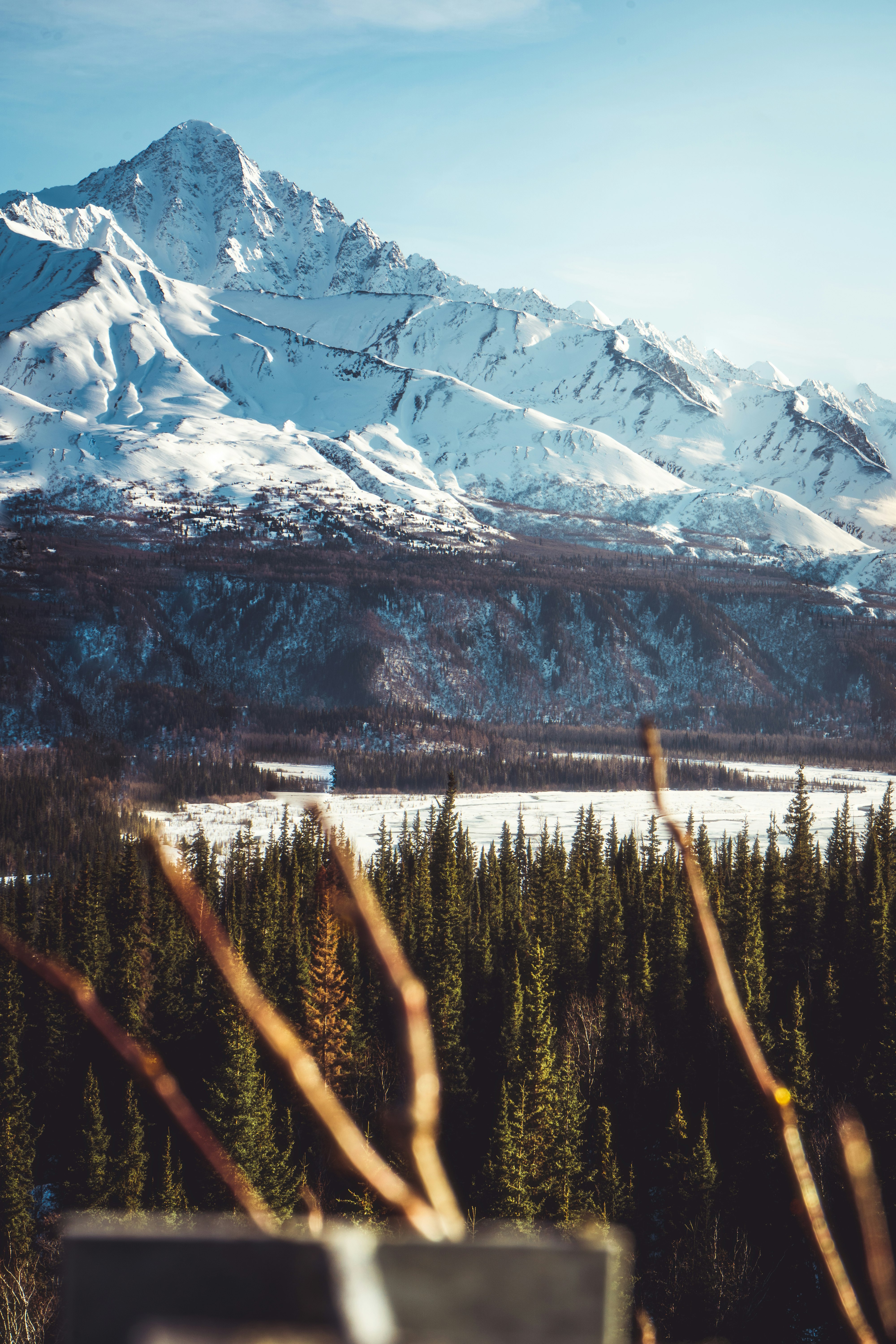 snow covered mountain during daytime