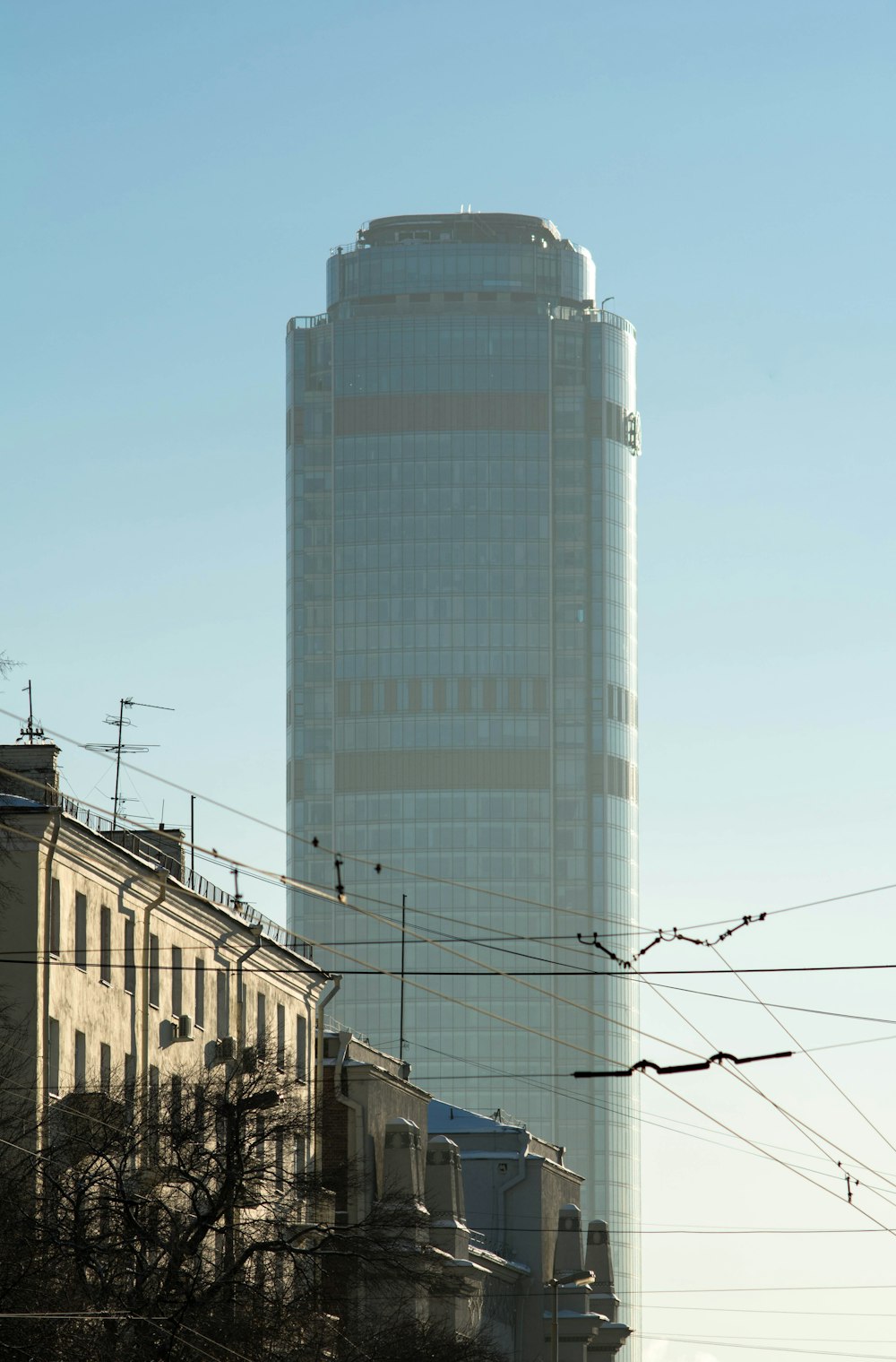 white and blue high rise building