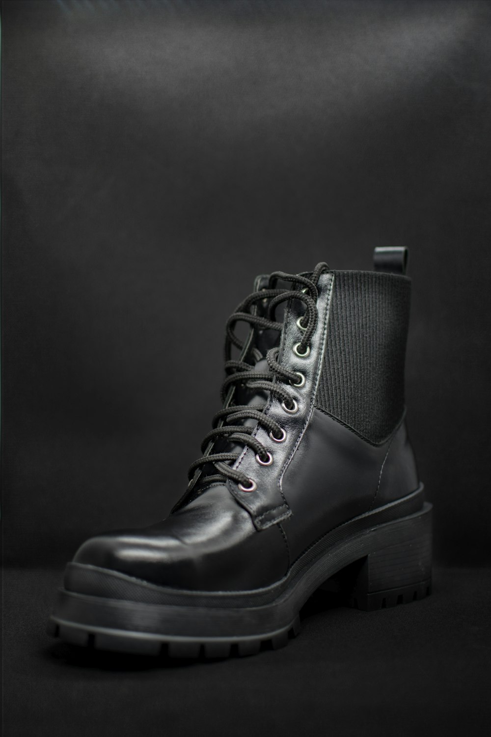 black leather lace up boot