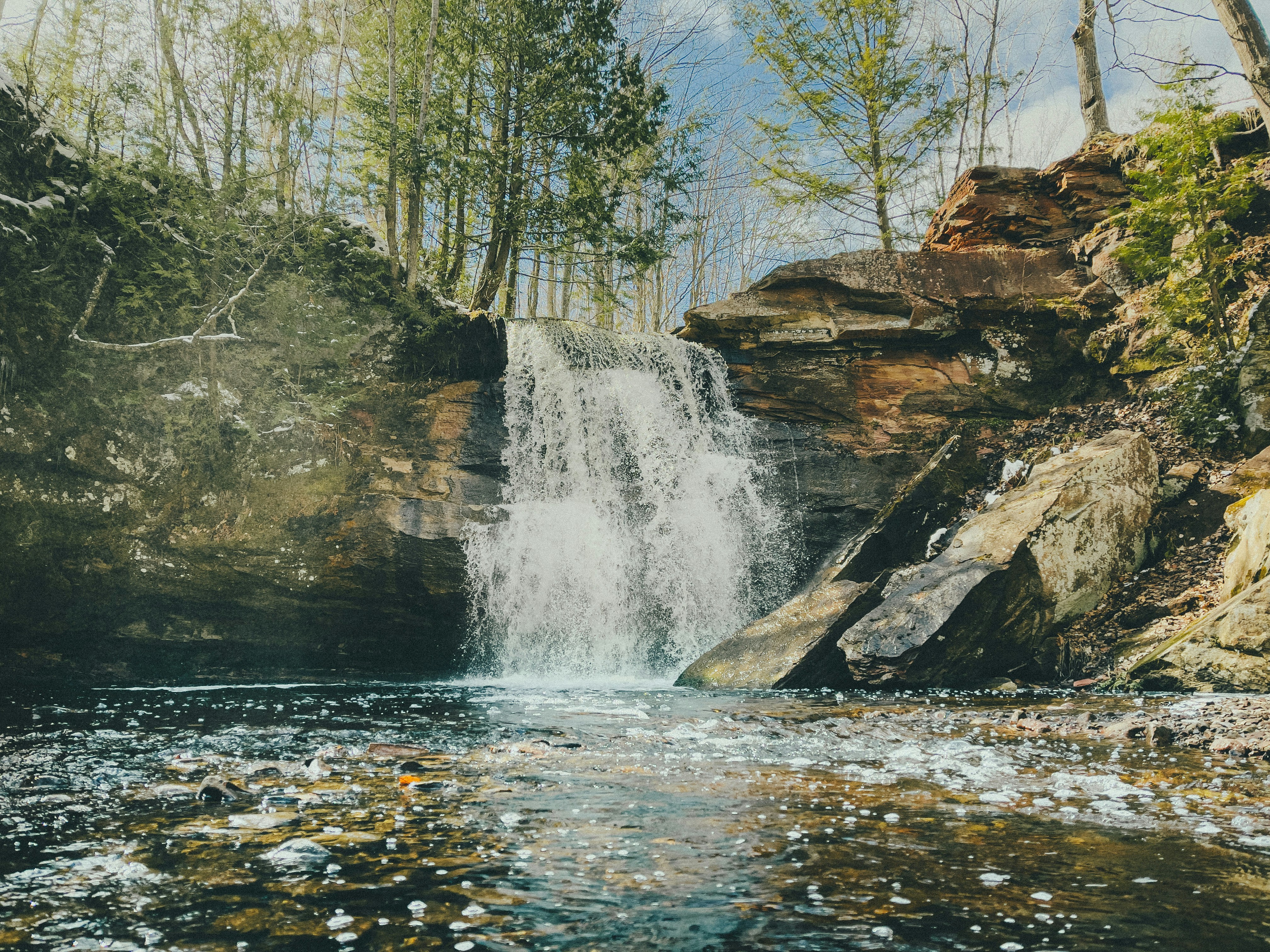 A stunning waterfall in a lush forest
