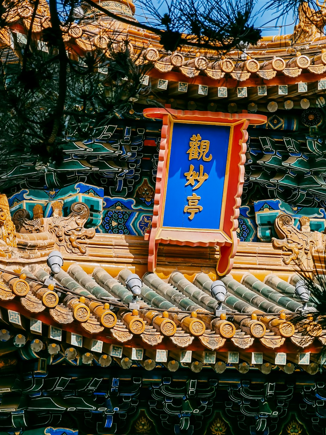 blue and brown wooden roof