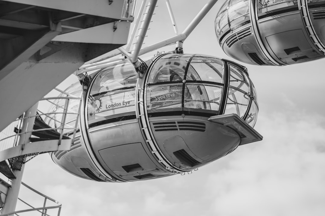 grayscale photo of cable car