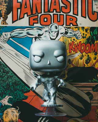 gray and white robot toy