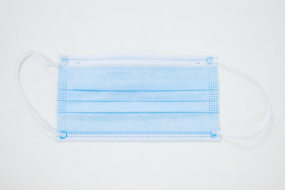 blue and white zip pouch