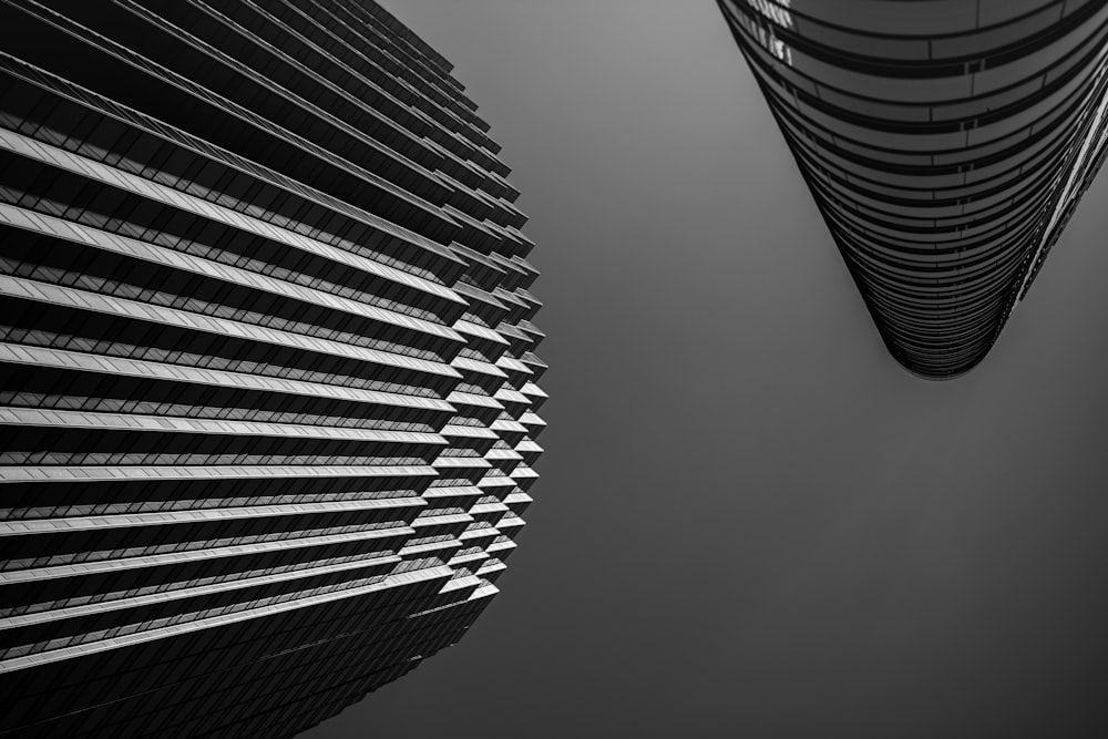 grayscale photo of round building