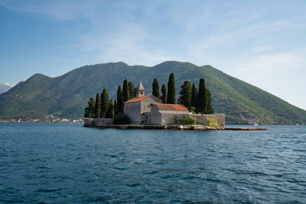 brown and white concrete building near body of water during daytime