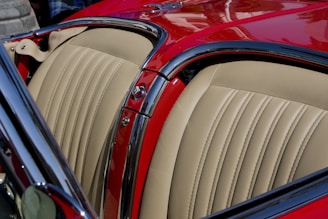 A completed project showcasing a fully restored car interior.