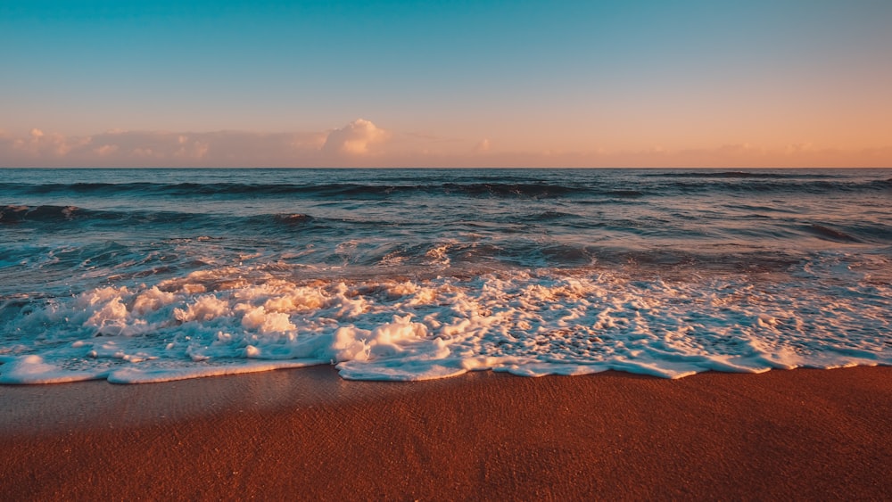 Les vagues de l’océan s’écrasent sur le rivage pendant la journée