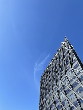 A newly constructed metal building with a clear blue sky in central Oklahoma.