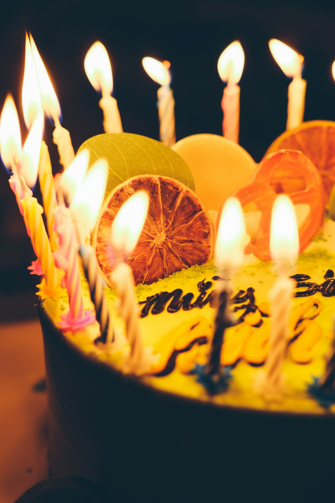 happy birthday candles on cake