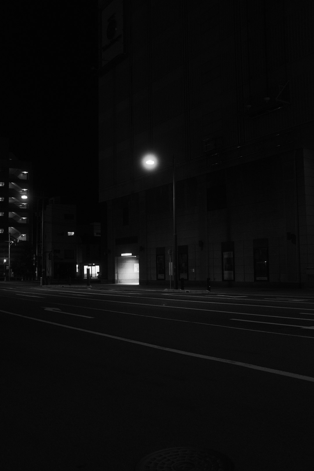 grayscale photo of a street