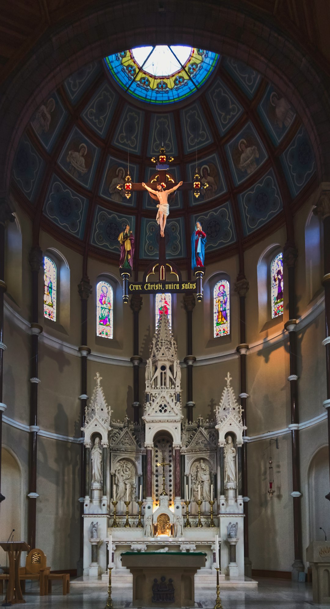 blue and brown cathedral interior