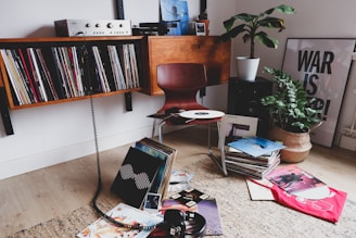 black laptop computer on table