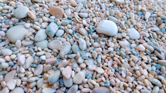 A collection of smooth, multicolored pebbles and stones varying in size and shape. The stones cover the entire frame, creating a textured and natural surface.