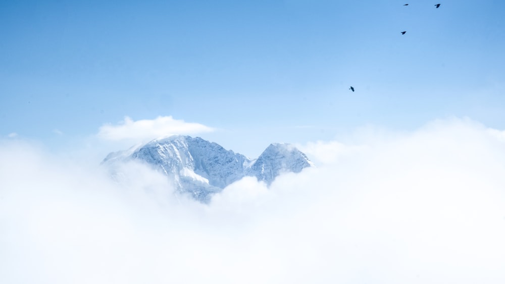 Schneebedeckter Berg unter blauem Himmel tagsüber