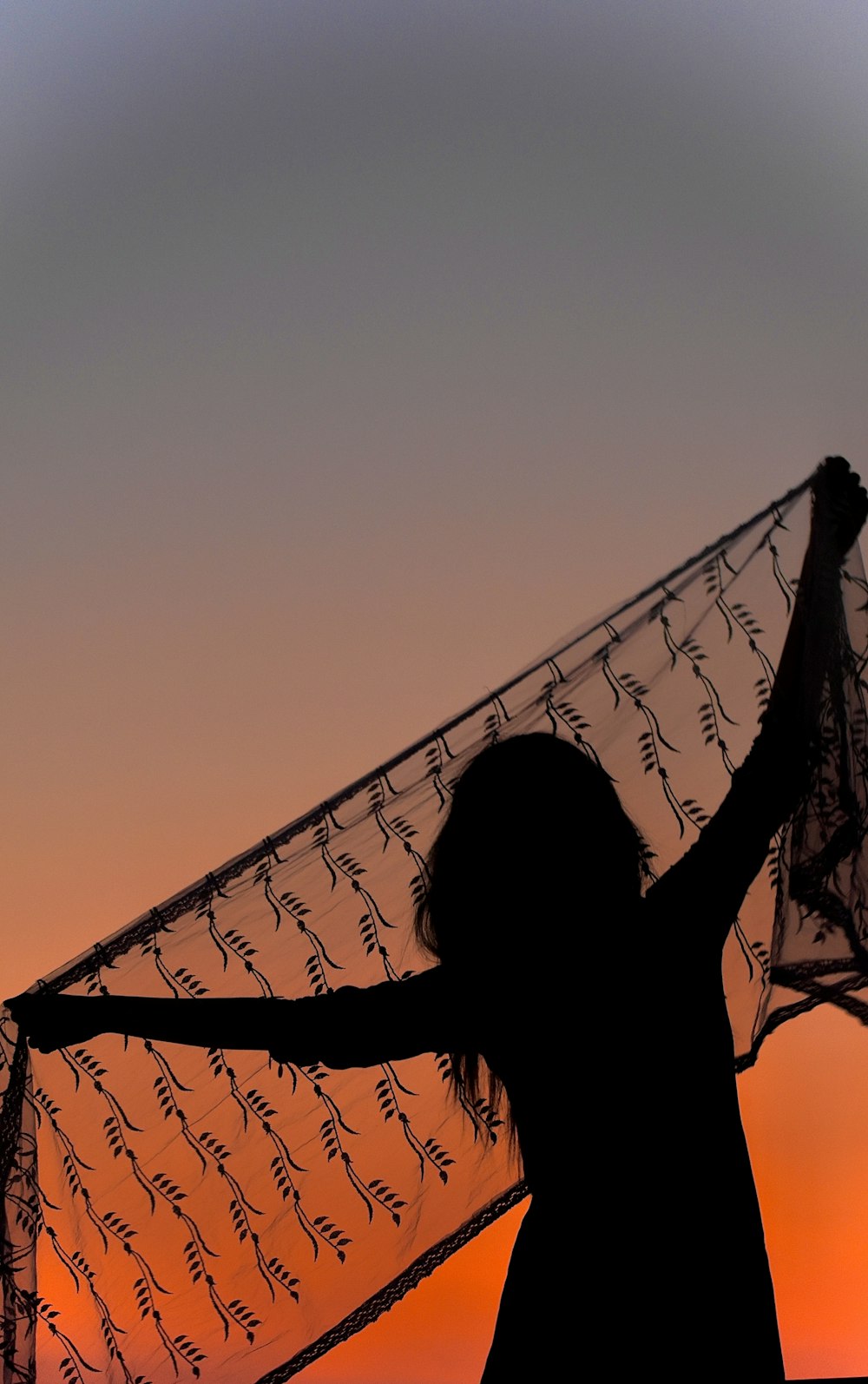 silhouette of woman on hammock during sunset