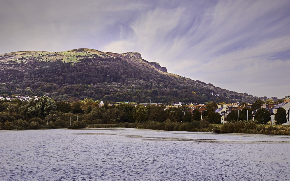 green and brown mountain beside body of water during daytime