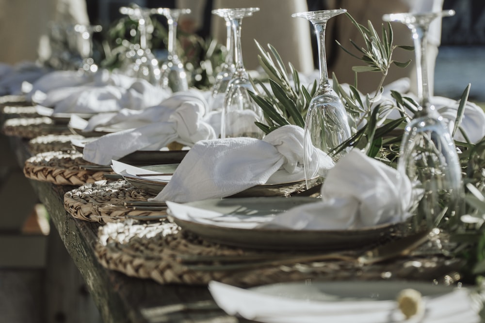 white ceramic round plate on brown wooden table