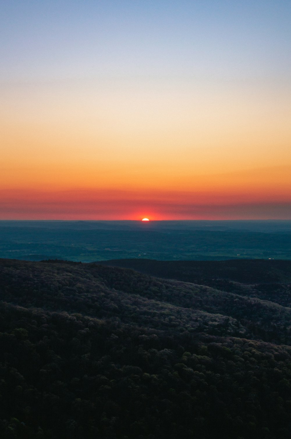 aerial view of a lake during sunset