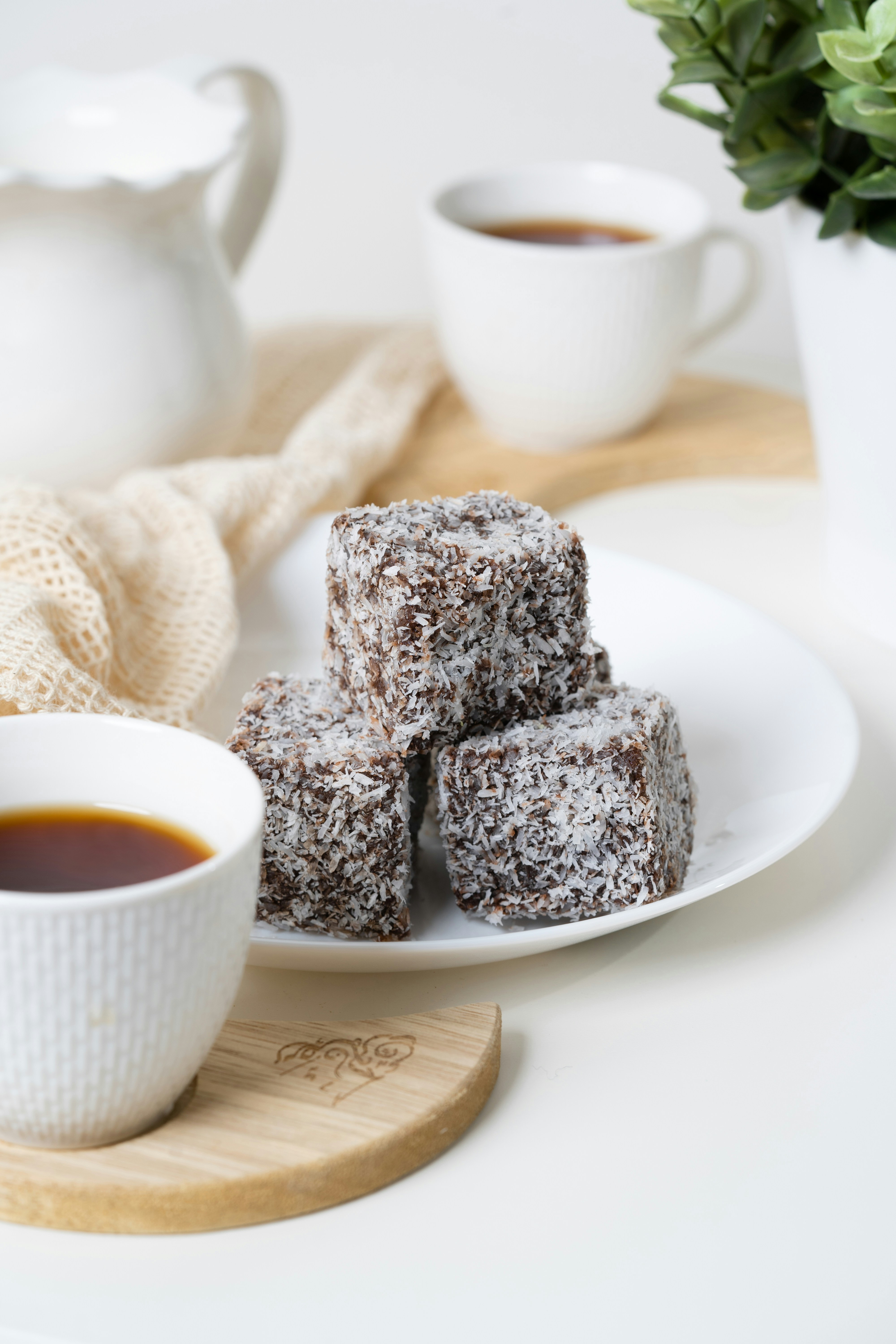 Lamingtons on a plate.