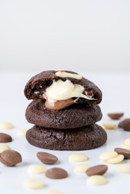 chocolate cupcake with white icing on top