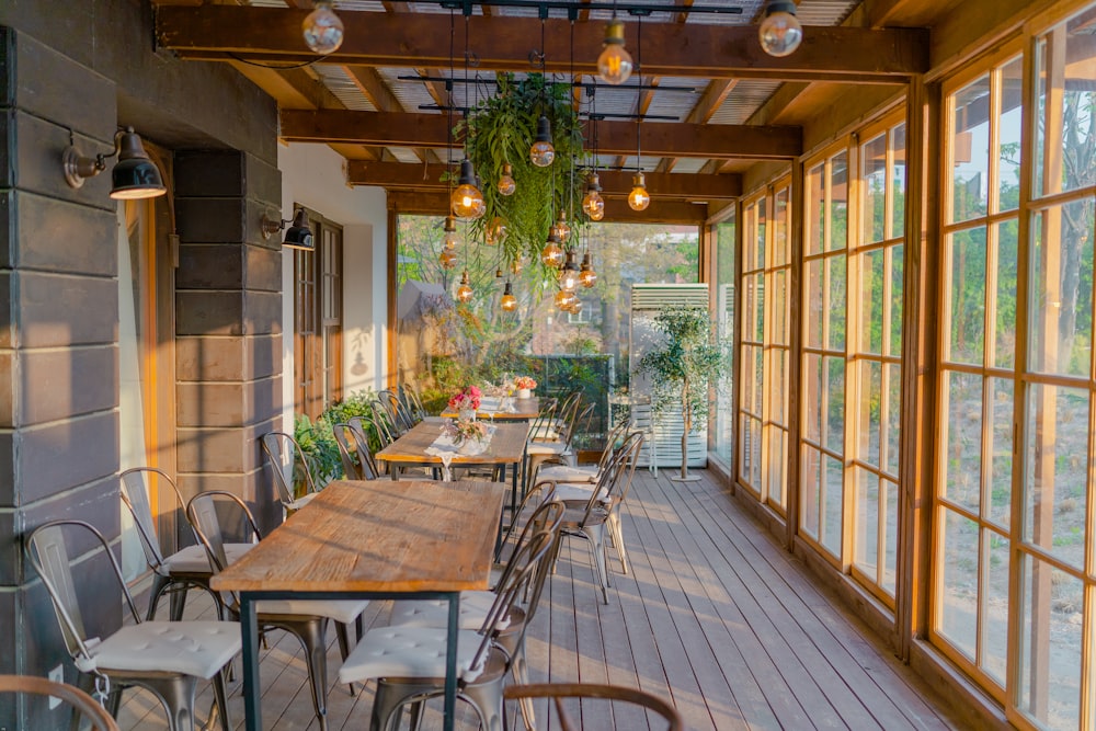 brown wooden table and chairs