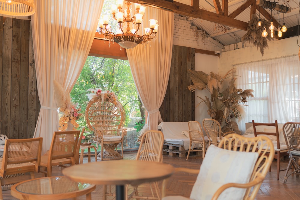 brown wooden table with chairs