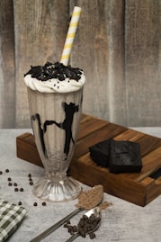 ice cream in clear glass cup