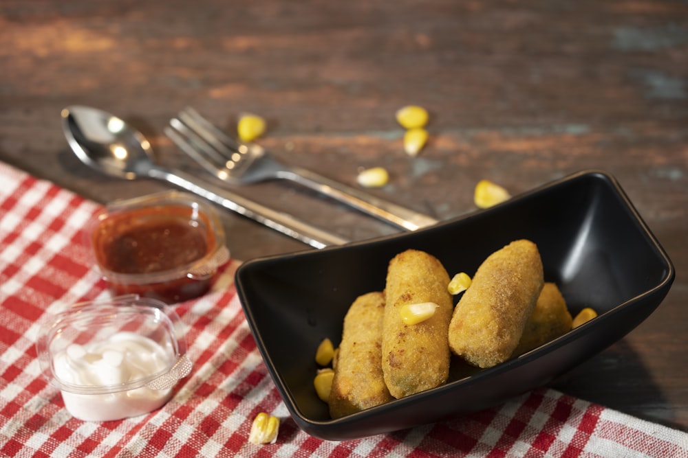 fried food on black tray