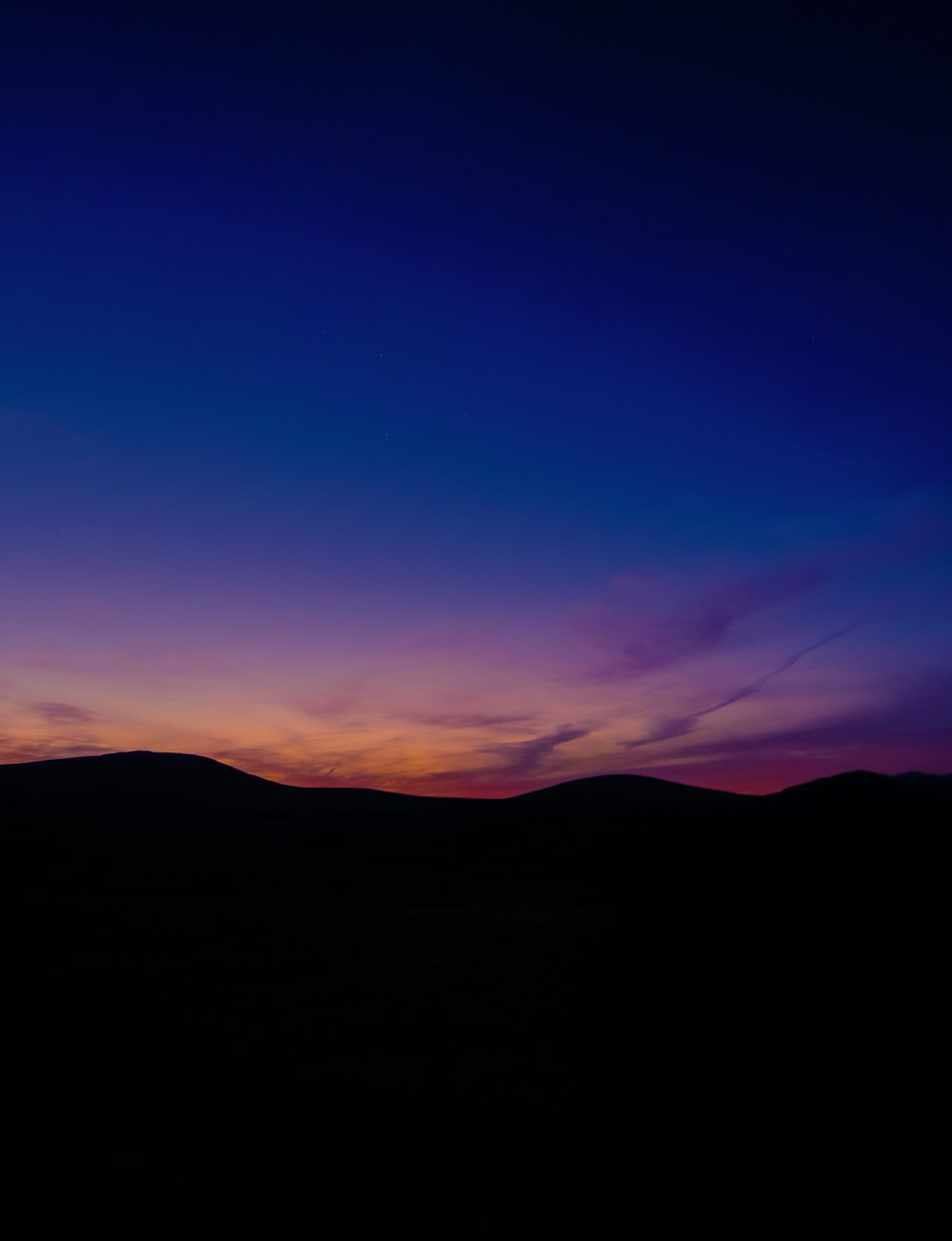 silhouette of mountain during sunset