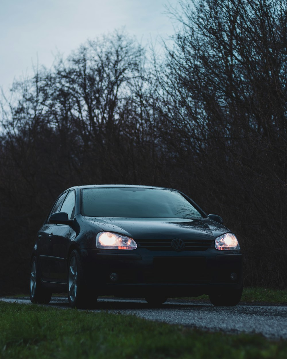 black car on green grass field