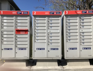 blue and red steel locker