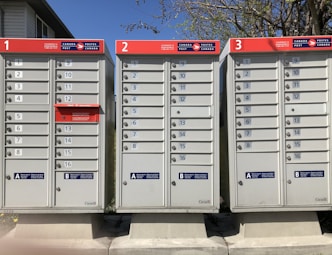 blue and red steel locker