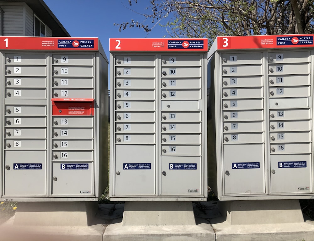 blue and red steel locker