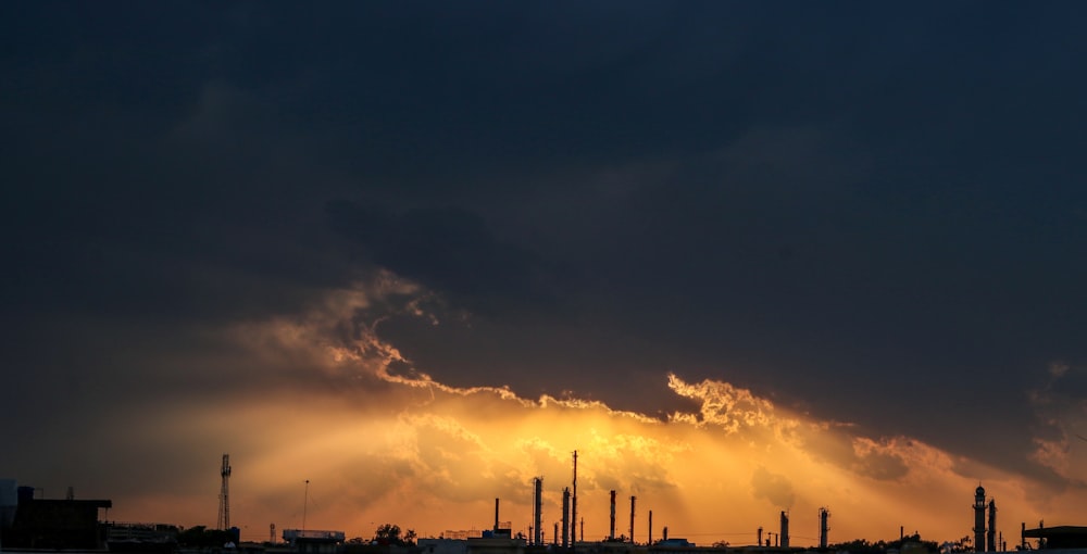 silhouette of buildings during sunset